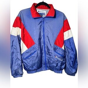 Champion Vintage Windbreaker Track Jacket Colorblock Red White Blue Size‎ Medium